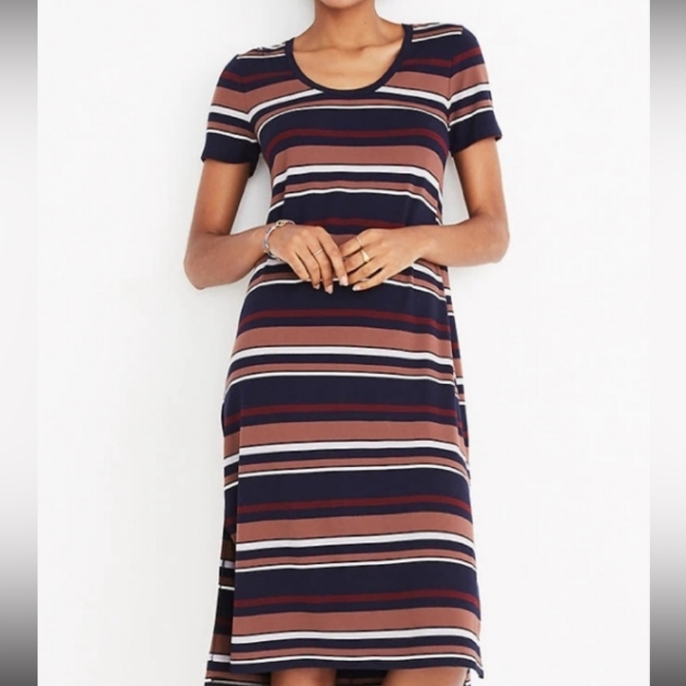 Madewell Blue and Brown Midi Dress